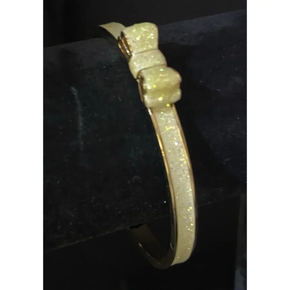 Kate Spade New York Moon River Opal Glitter Bangle Bow Gold-tone